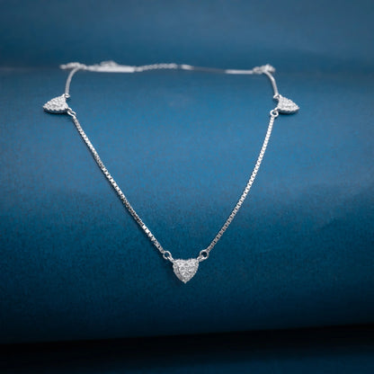 Silver Heart Crystal Necklace
