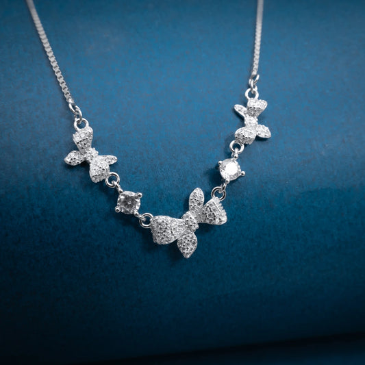 Silver Butterfly Statement Necklace