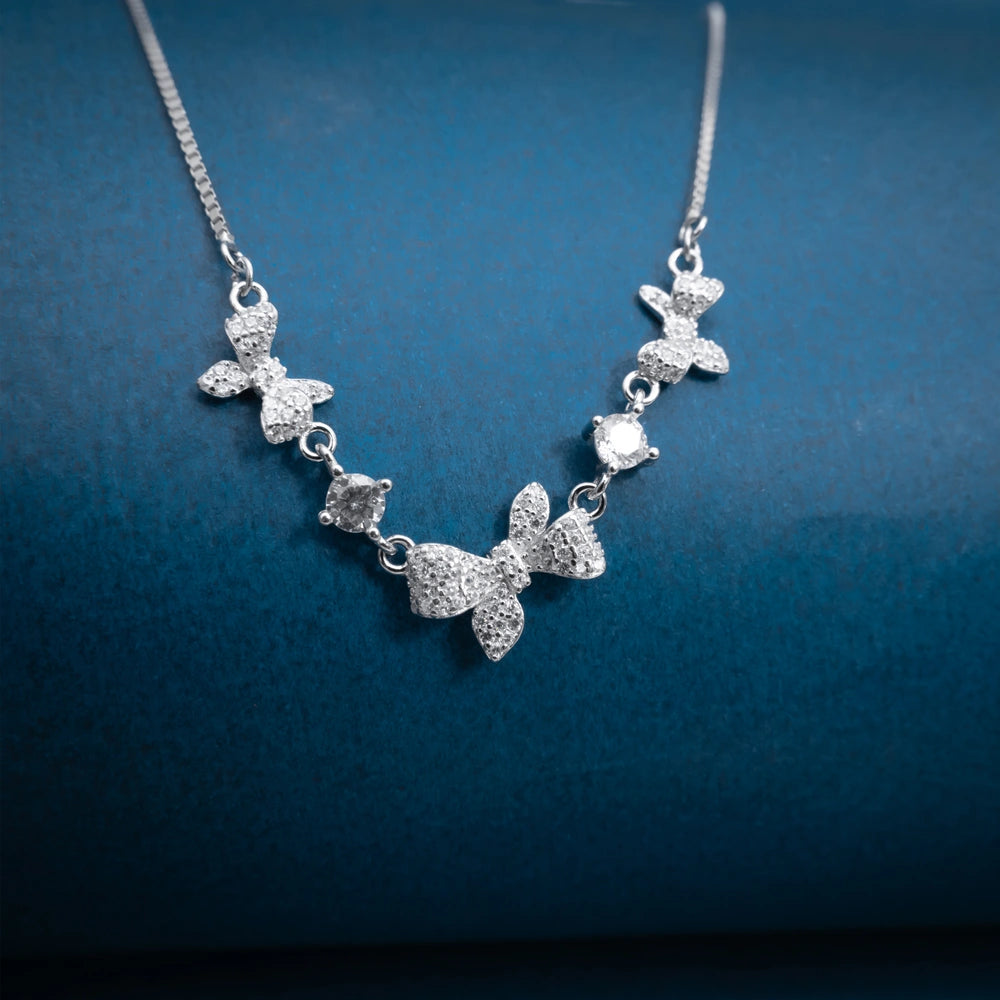 Silver Butterfly Statement Necklace