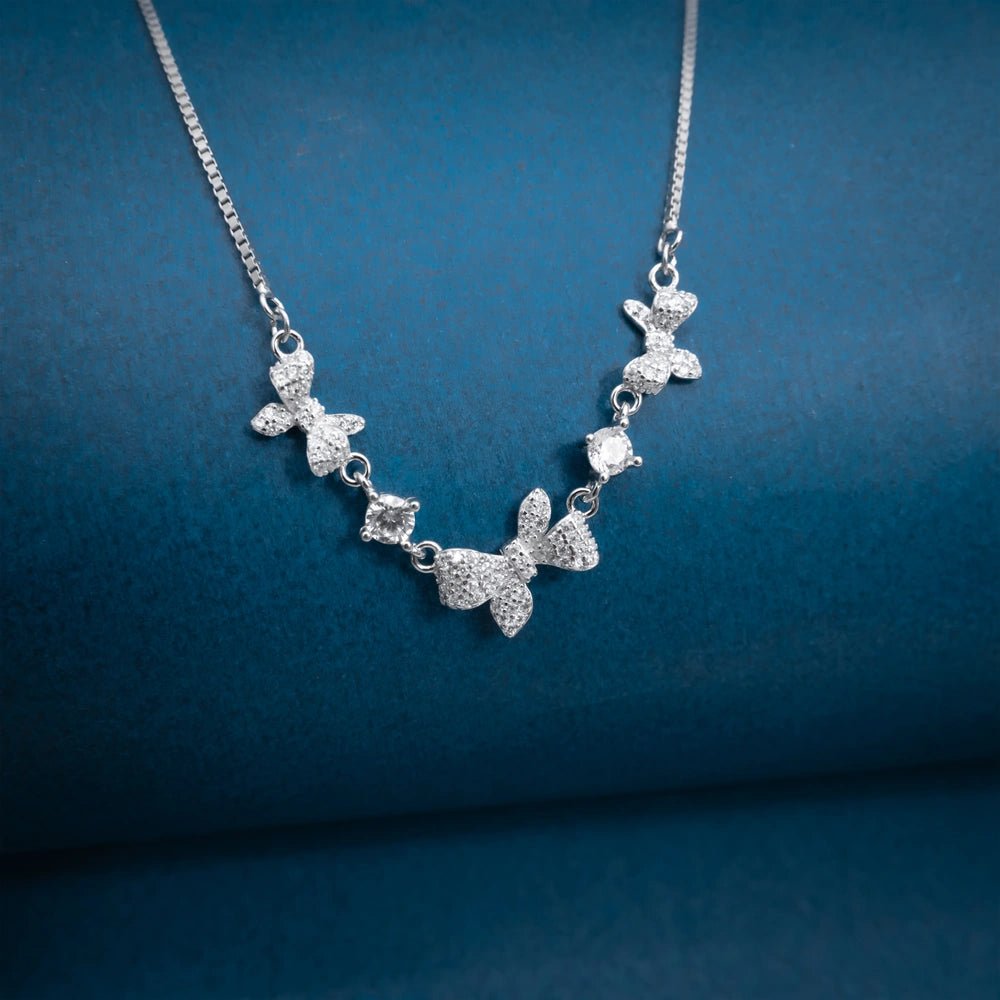 Silver Butterfly Statement Necklace