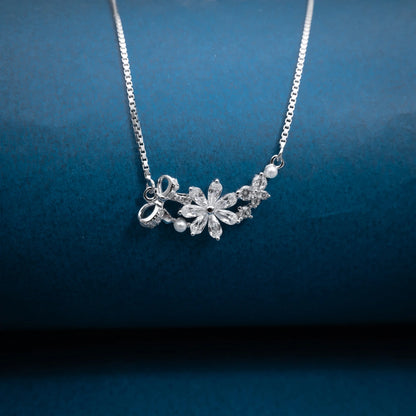 Silver Floral Cluster Necklace