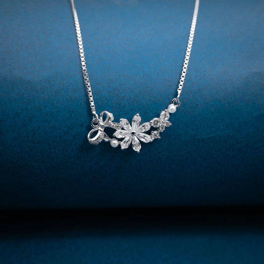 Silver Floral Cluster Necklace