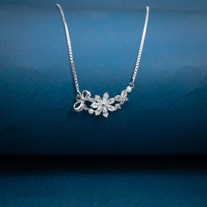 Silver Floral Cluster Necklace
