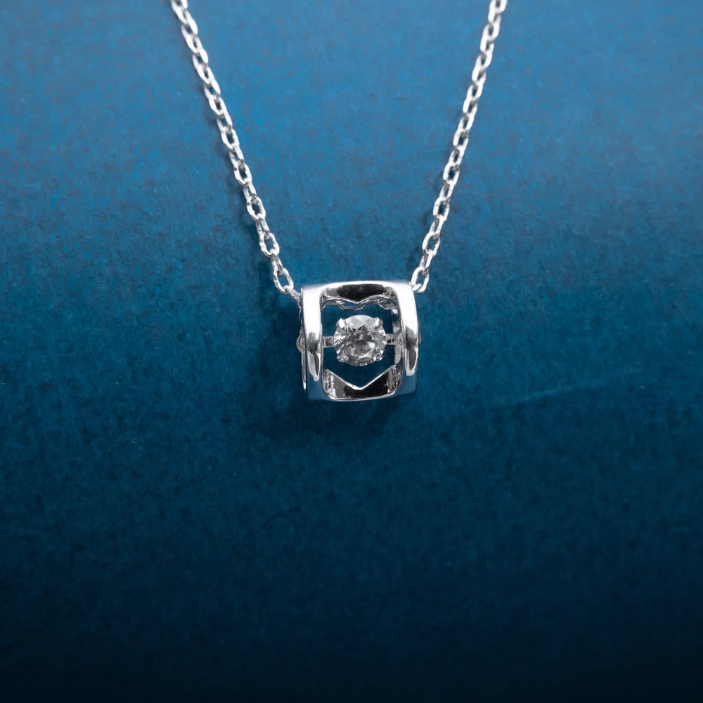 Silver Solitaire Crystal Necklace