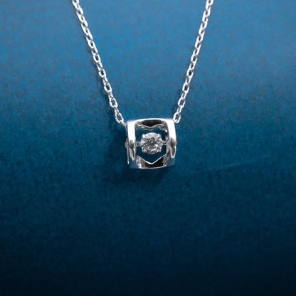 Silver Solitaire Crystal Necklace
