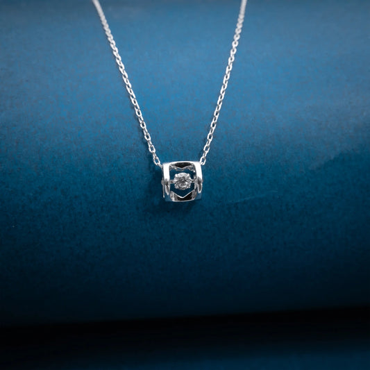 Silver Solitaire Crystal Necklace