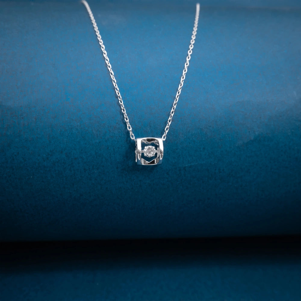 Silver Solitaire Crystal Necklace