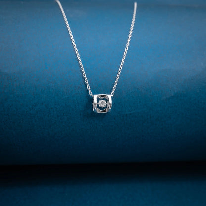 Silver Solitaire Crystal Necklace