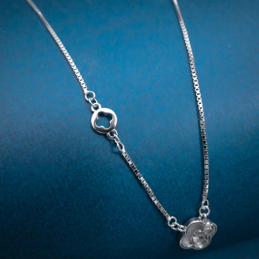 Silver Heart Crystal Lariat Necklace