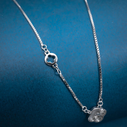 Silver Heart Crystal Lariat Necklace