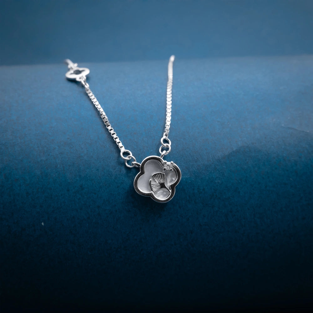 Silver Heart Crystal Lariat Necklace