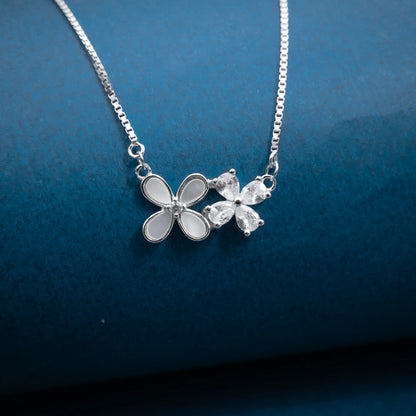 Silver Floral Crystal Necklace
