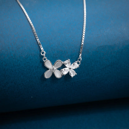 Silver Floral Crystal Necklace