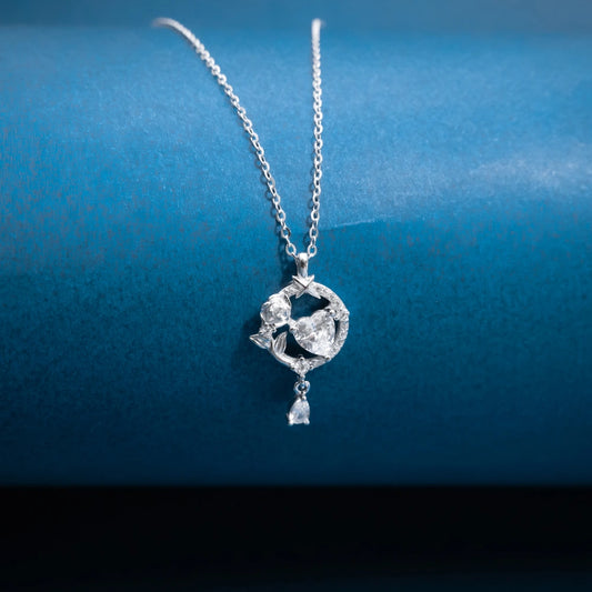 Silver Crystal Globe Pendant Necklace