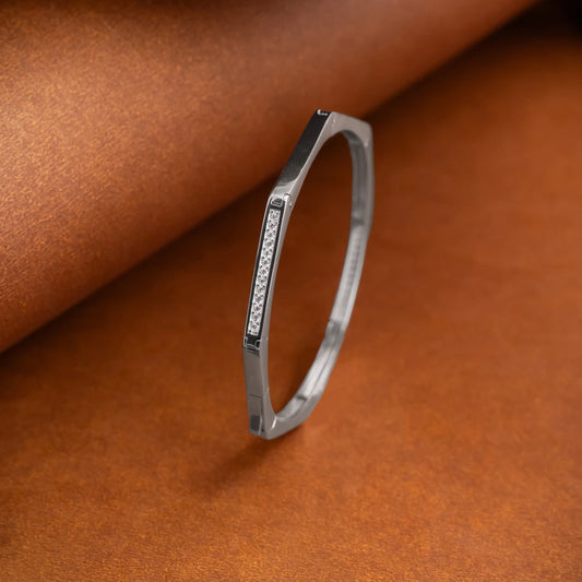 Geometric Diamond Silver Bracelet