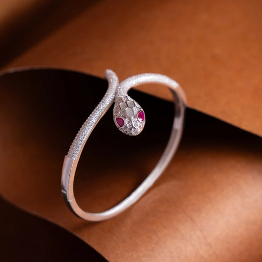 Ruby Snake Silver Bracelet