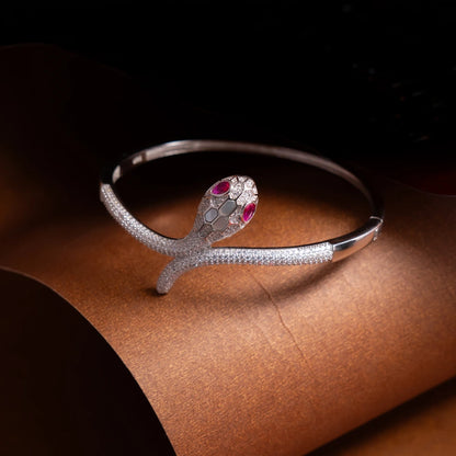Ruby Snake Silver Bracelet