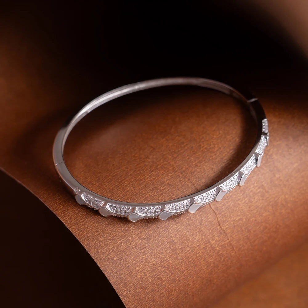 Luxury Silver Crystal Bangle Bracelet