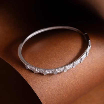 Luxury Silver Crystal Bangle Bracelet