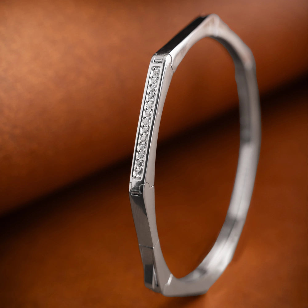 Geometric Diamond Silver Bracelet