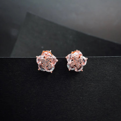 Rose Gold Crystal Blossom Pendant & Earrings Set