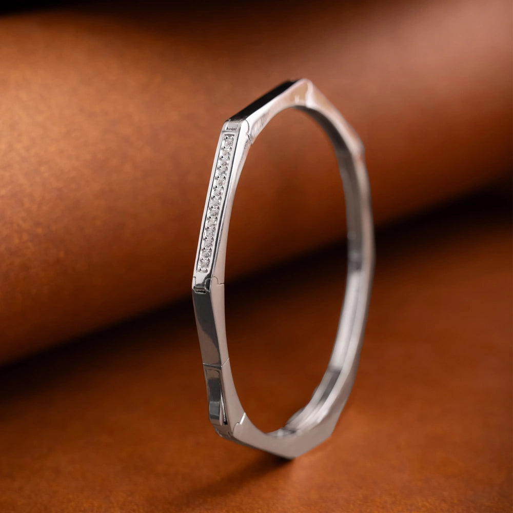 Geometric Diamond Silver Bracelet