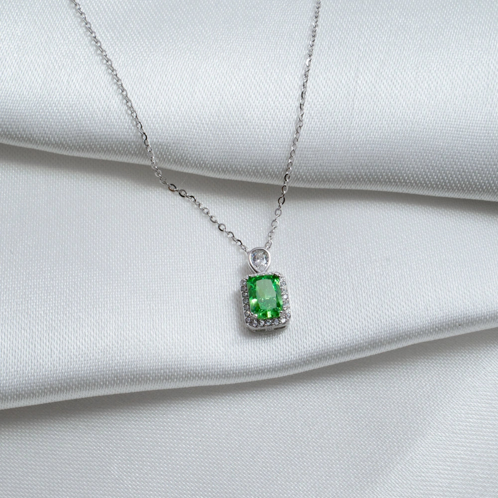 Emerald Halo Pendant Necklace