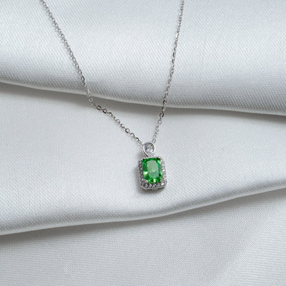 Emerald Halo Pendant Necklace