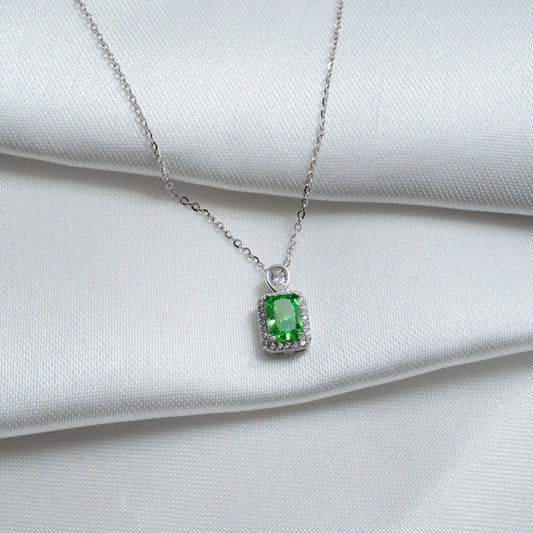 Emerald Halo Pendant Necklace
