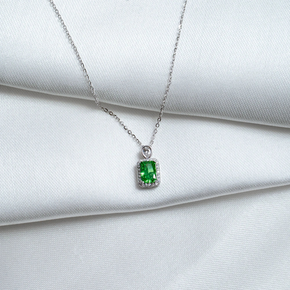 Emerald Halo Pendant Necklace