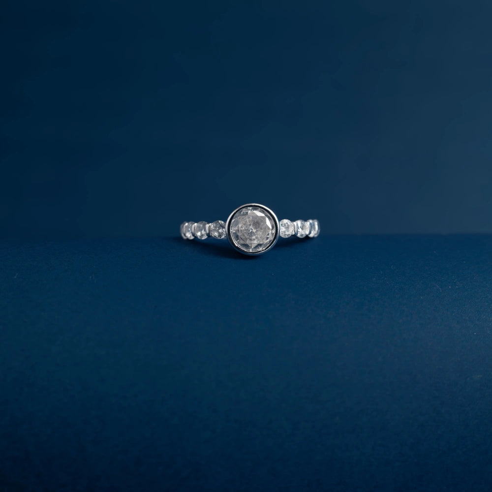 Moonlit Halo Crystal Ring