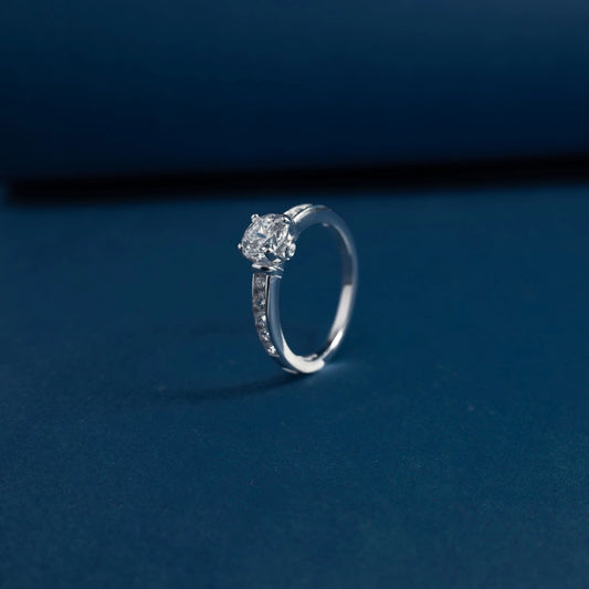 Classic Solitaire Crystal Ring