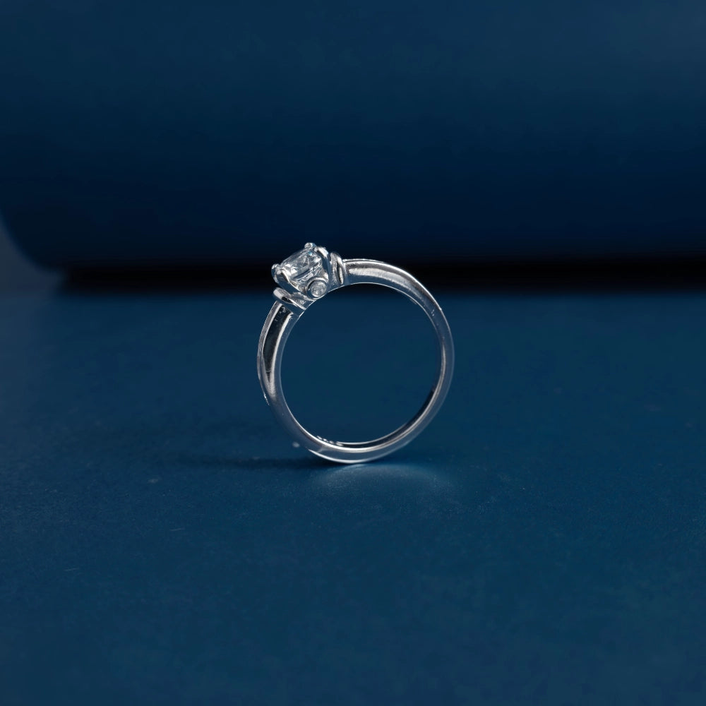 Classic Solitaire Crystal Ring