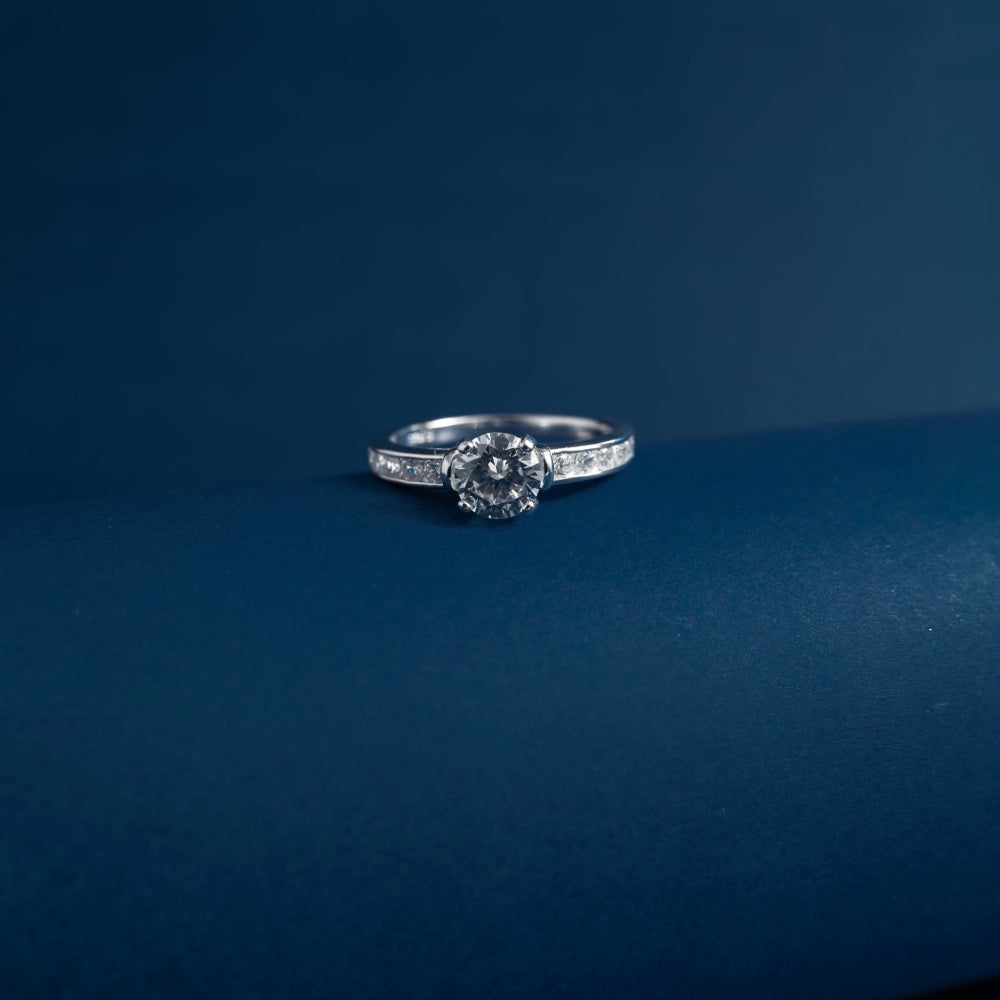 Classic Solitaire Crystal Ring