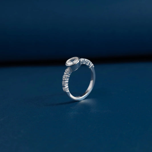 Moonlit Halo Crystal Ring