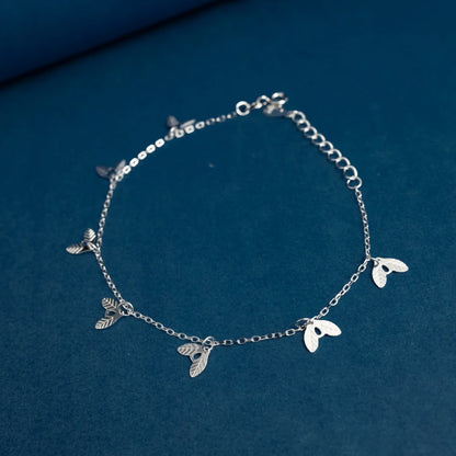 Nature Leaf Charm Bracelet in Sterling Silver