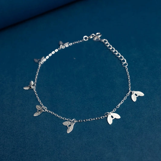 Nature Leaf Charm Bracelet in Sterling Silver