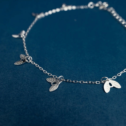 Nature Leaf Charm Bracelet in Sterling Silver