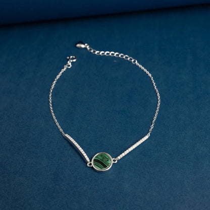Malachite Stone Silver Bracelet