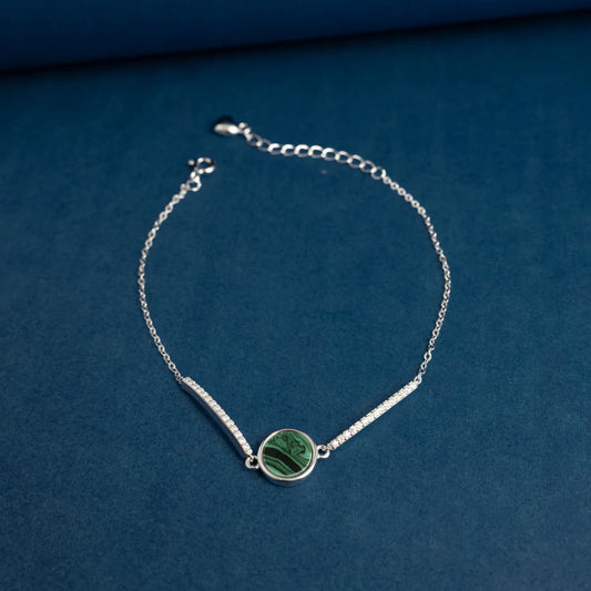 Malachite Stone Silver Bracelet