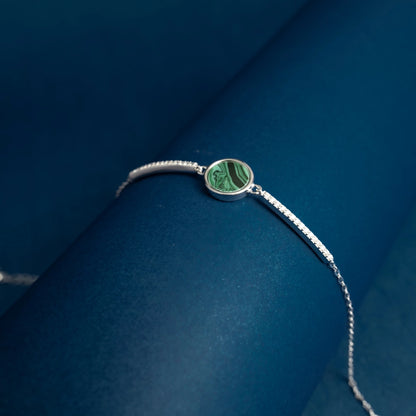 Malachite Stone Silver Bracelet