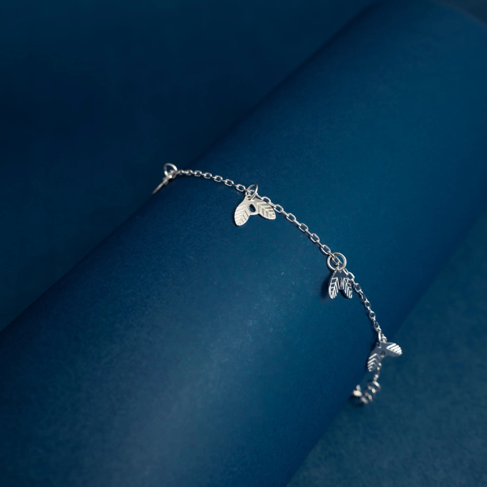 Nature Leaf Charm Bracelet in Sterling Silver