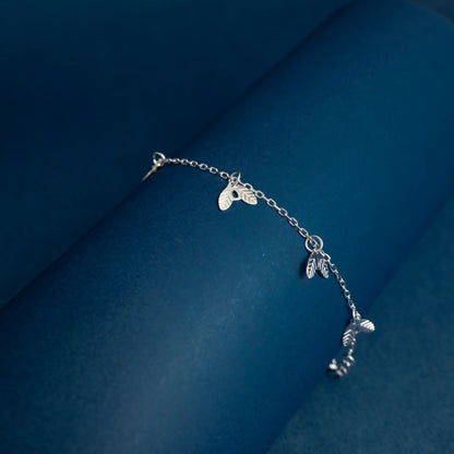 Nature Leaf Charm Bracelet in Sterling Silver