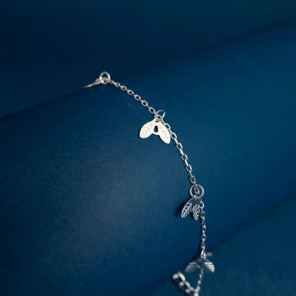 Nature Leaf Charm Bracelet in Sterling Silver