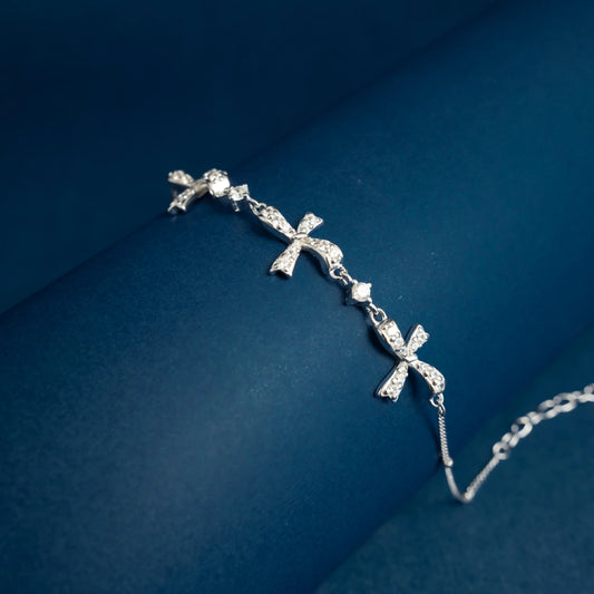 Crystal Bow Charm Bracelet