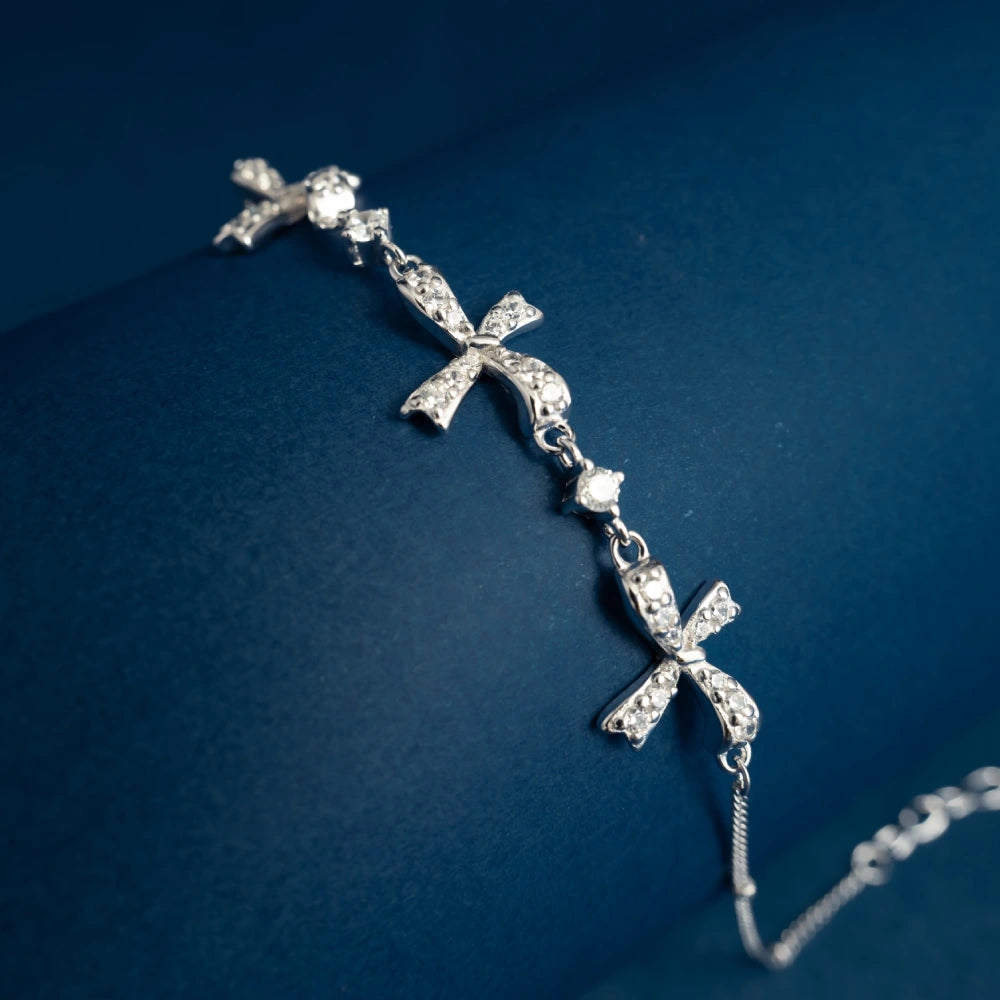 Crystal Bow Charm Bracelet
