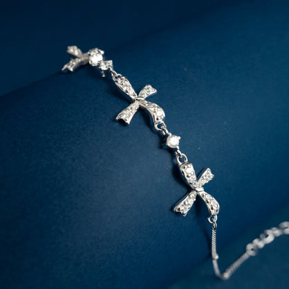 Crystal Bow Charm Bracelet