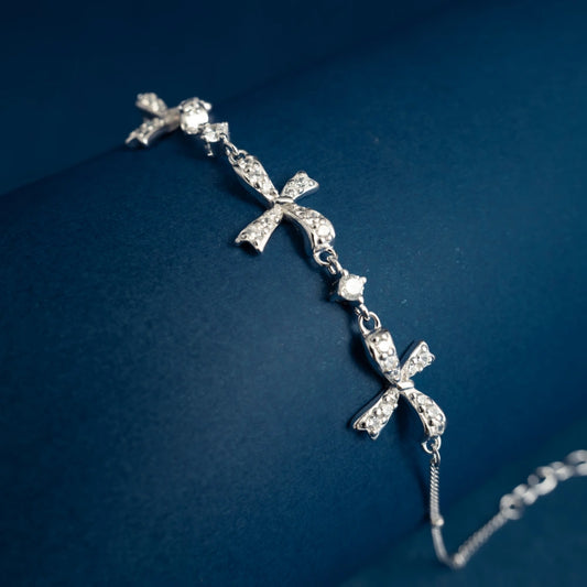 Crystal Bow Charm Bracelet