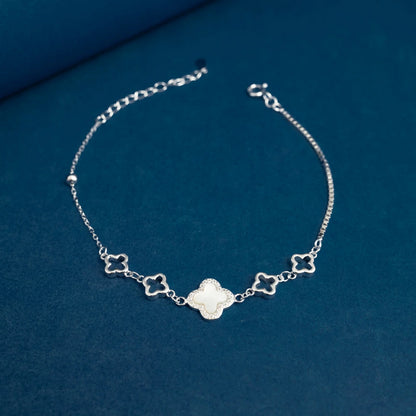 White Clover Charm Bracelet in Sterling Silver