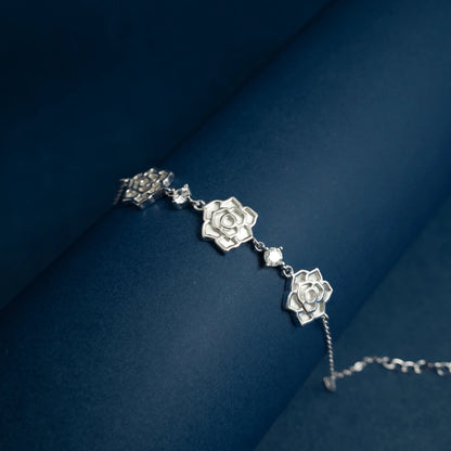 Rose Flower Crystal Charm Bracelet